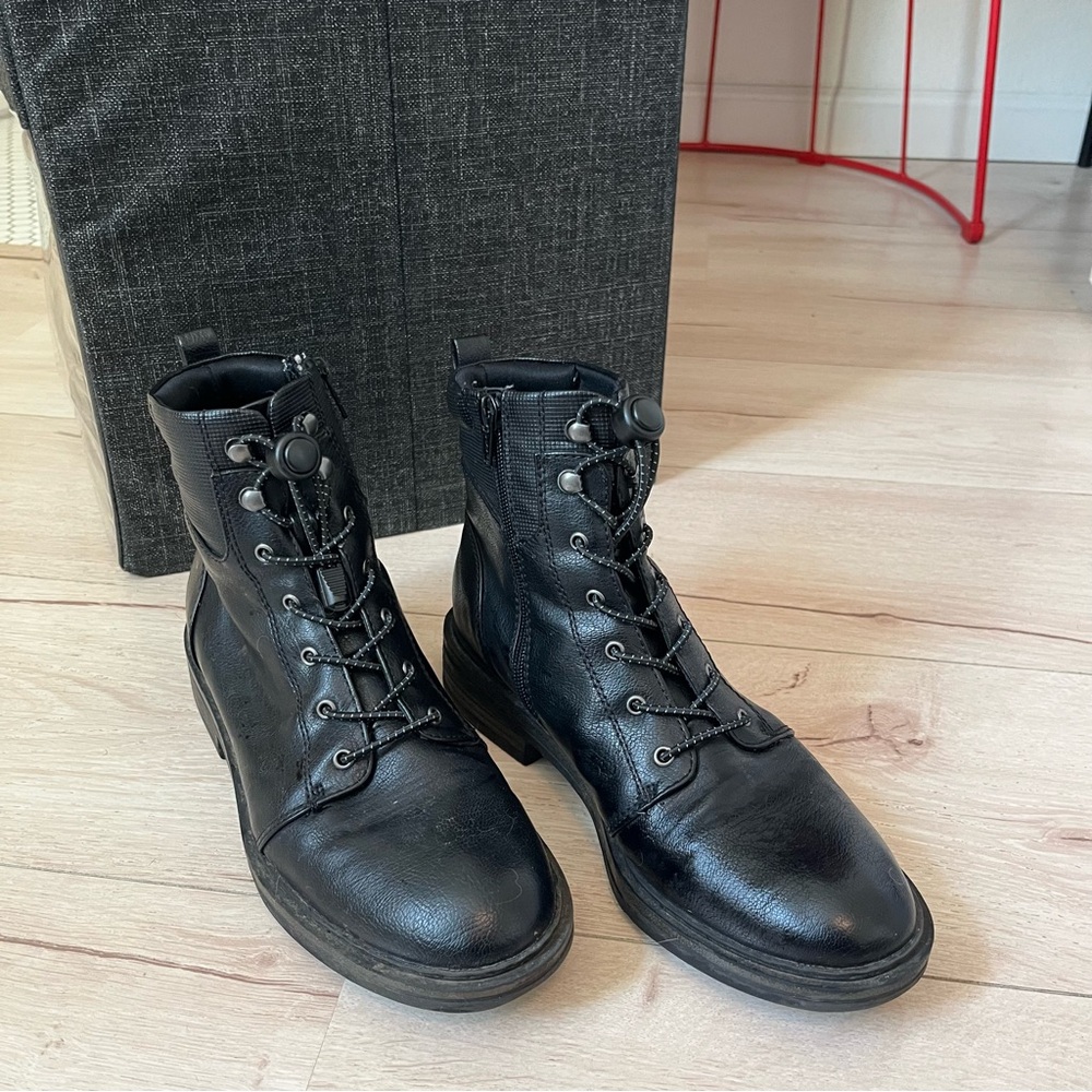 Black Leather Combat Boots